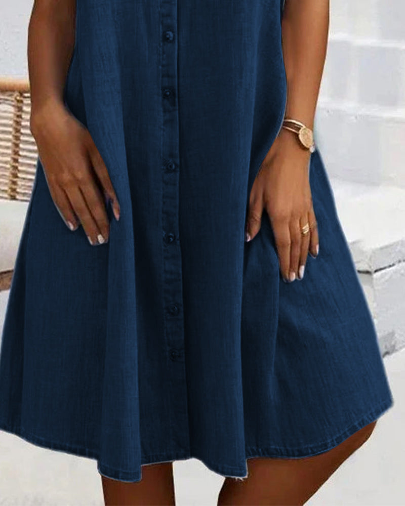 Dorte™ | Midi Dress with Lapel Collar and Button