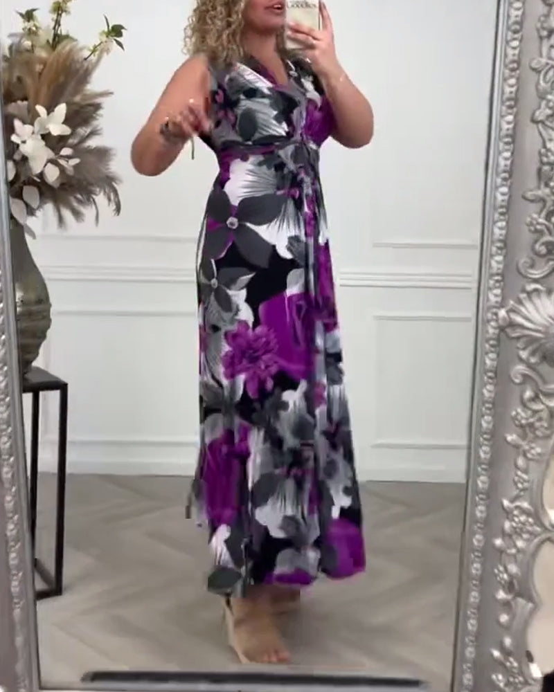 Dorte™ | Elegant sleeveless dress with pleated floral print