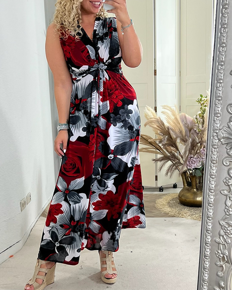 Dorte™ | Elegant sleeveless dress with pleated floral print
