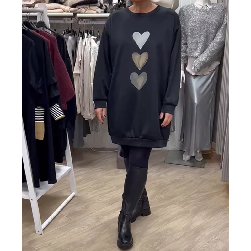 Dorte™ | Women's Heart Printed Long Sleeve Sweatshirt