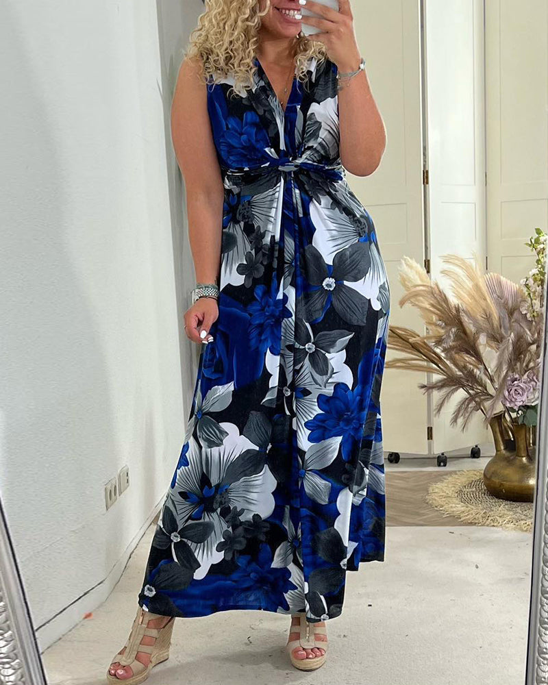 Dorte™ | Elegant sleeveless dress with pleated floral print