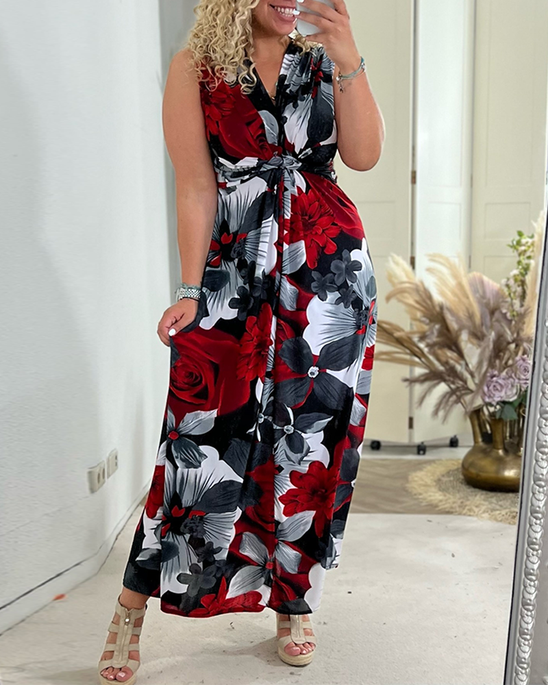 Dorte™ | Elegant sleeveless dress with pleated floral print