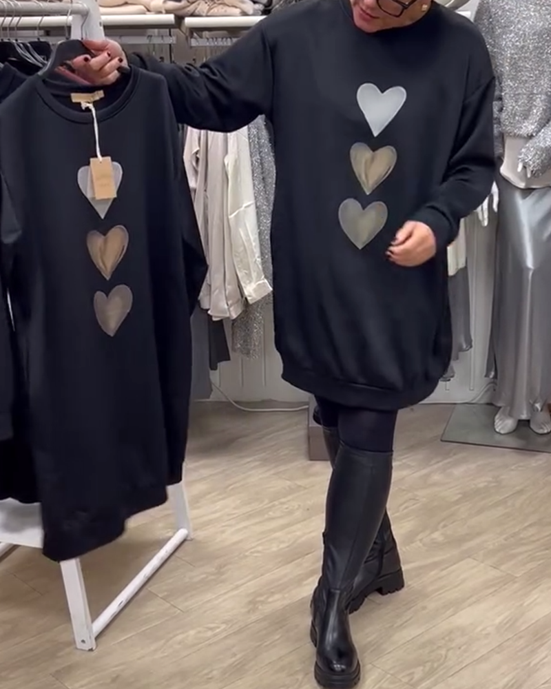 Dorte™ | Women's Heart Printed Long Sleeve Sweatshirt