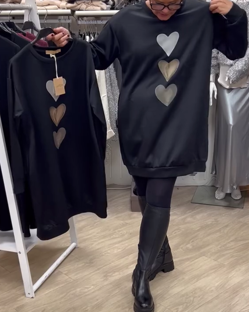 Dorte™ | Women's Heart Printed Long Sleeve Sweatshirt