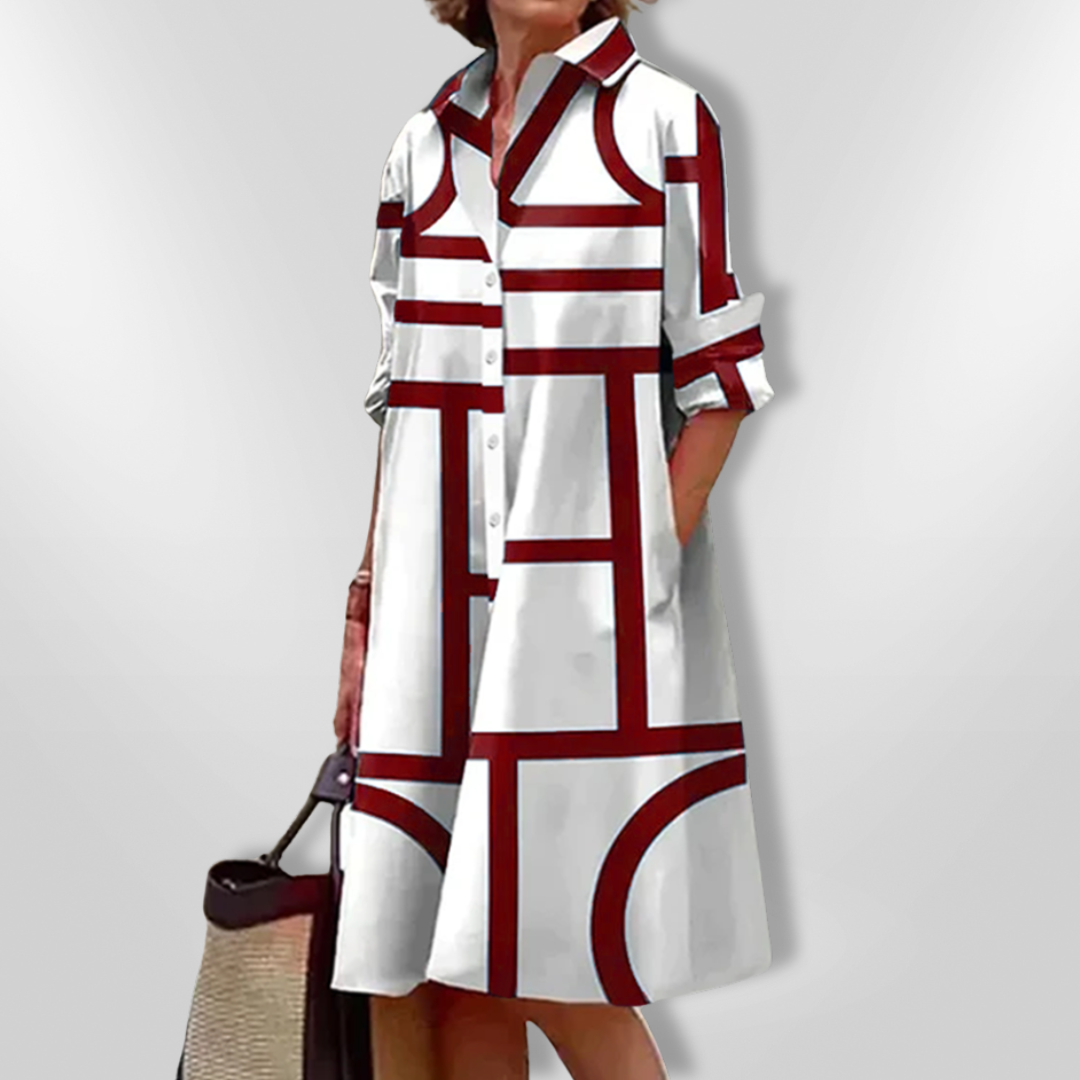 CHEZKA™ - Robe Midi Géométrique Élégante