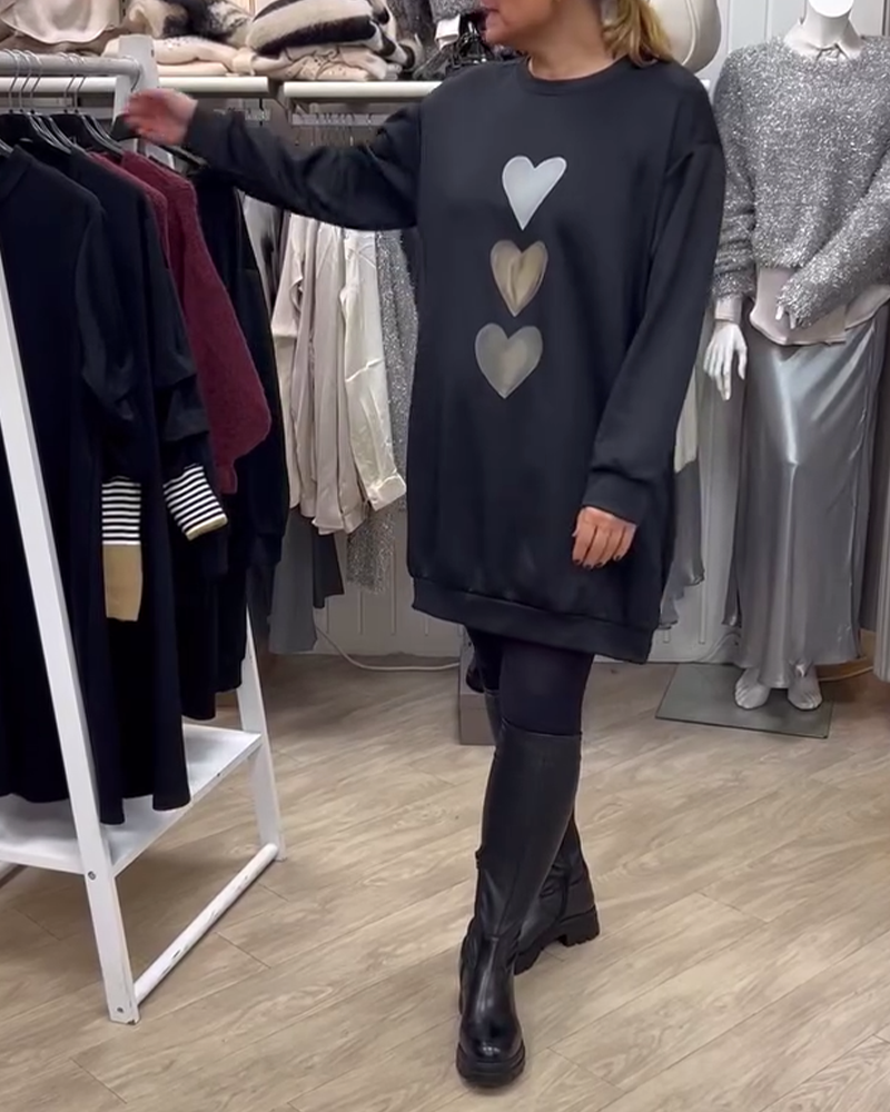 Dorte™ | Women's Heart Printed Long Sleeve Sweatshirt
