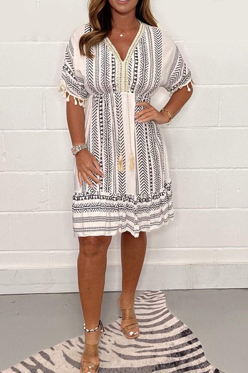 Dorte™ | Vintage Bohemian Ethnic Print Dress