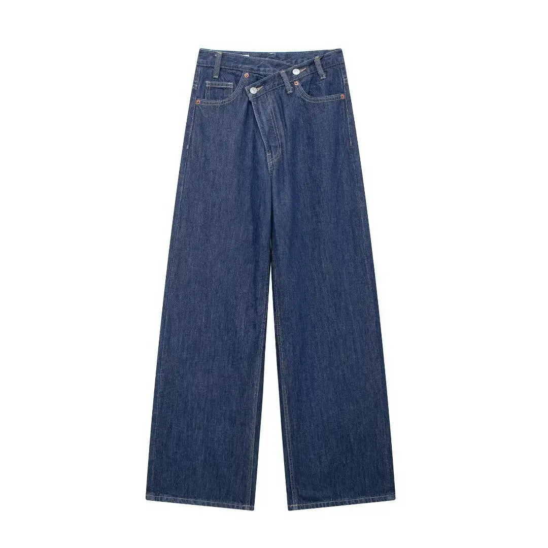 Jean Loose Cross à Fermeture Asymétriques