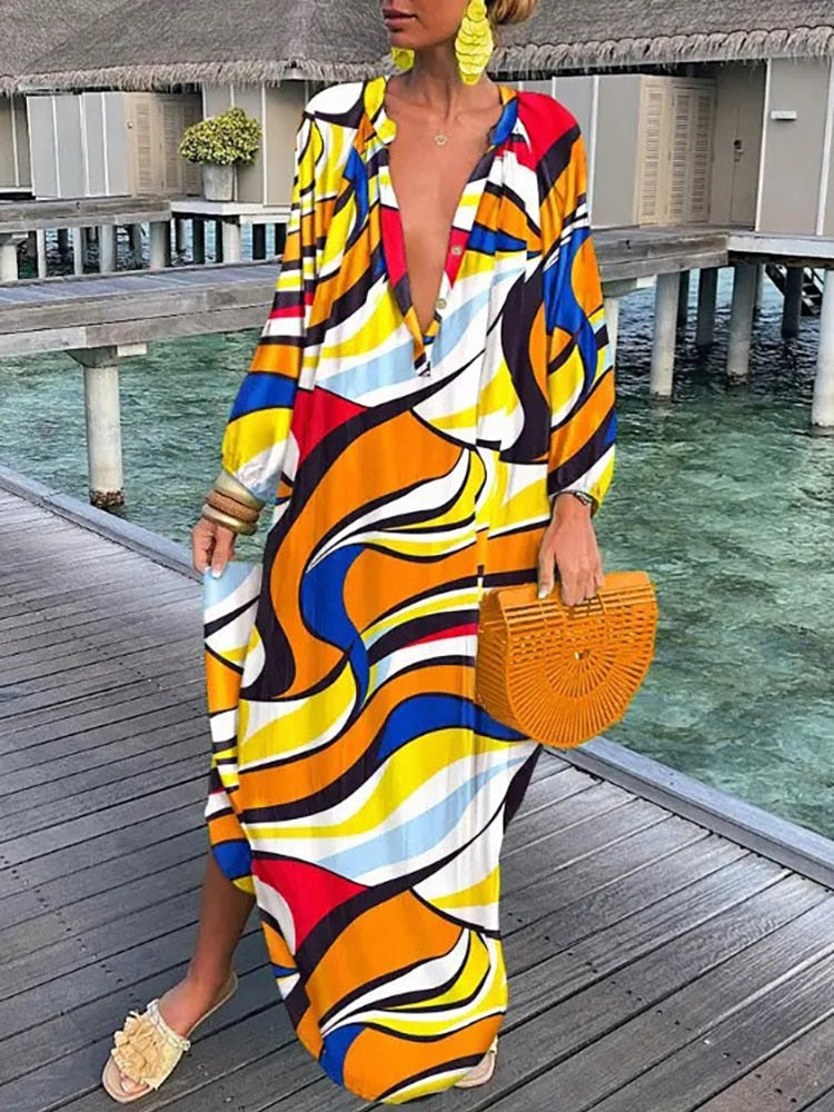 Boho Print Dress Op = Op