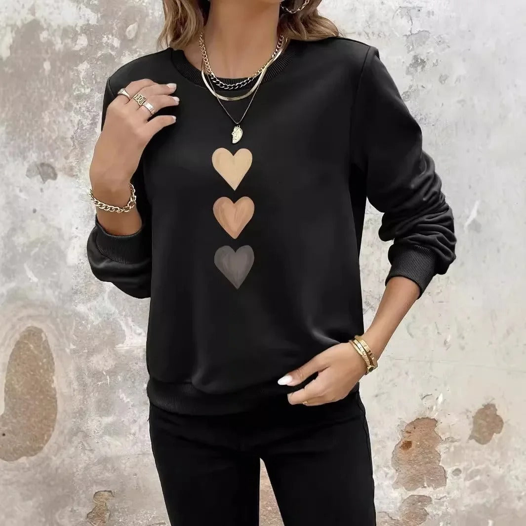 Dorte™ | Women's Sweatshirt with Three Hearts Print