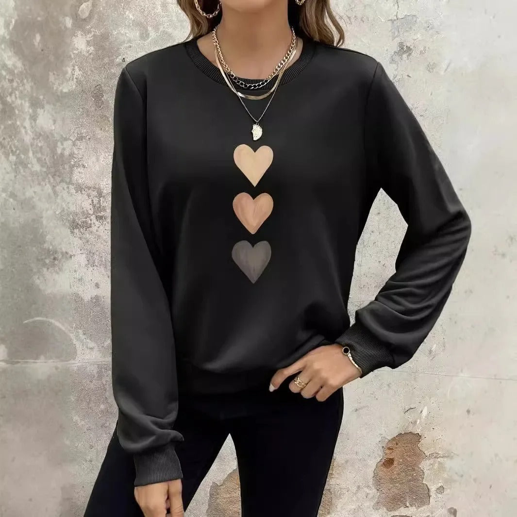 Dorte™ | Women's Sweatshirt with Three Hearts Print