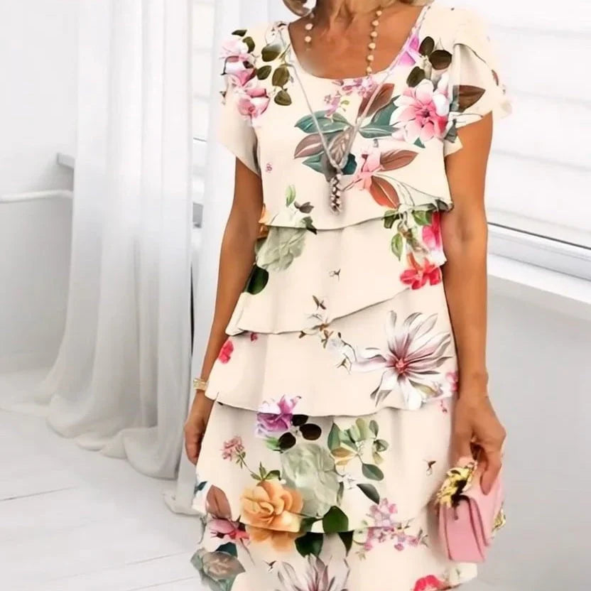 Dorte™ | Pleated Floral Ruffle Dress