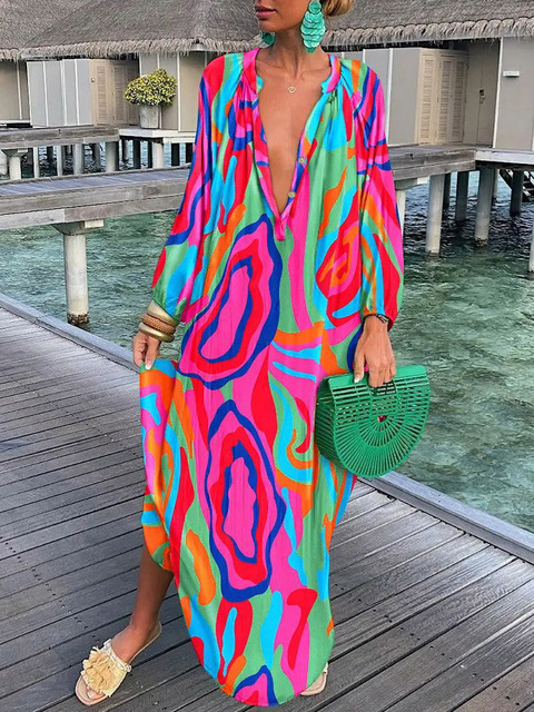 Boho Print Dress Op = Op