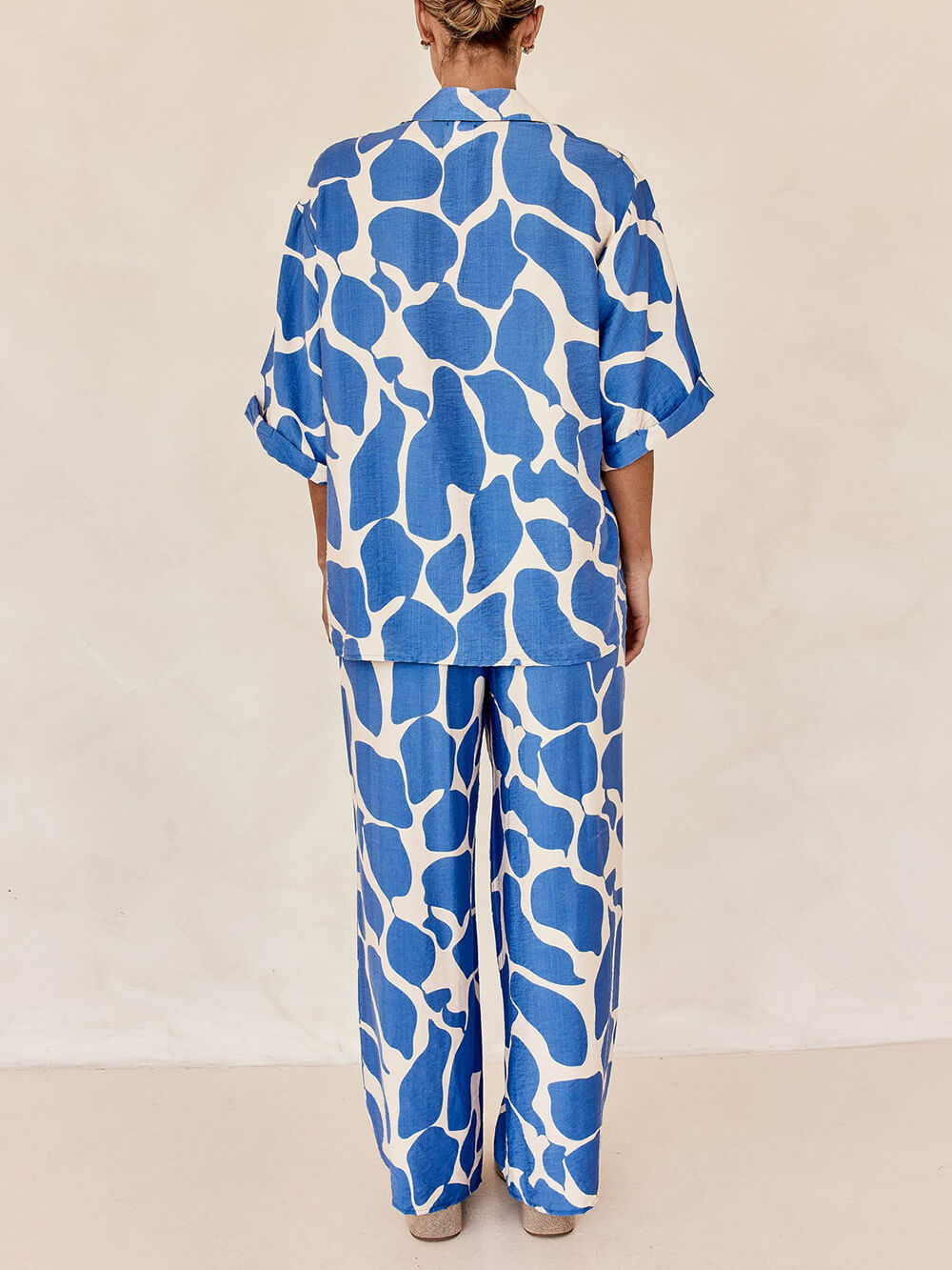Blue And White Striped Pattern Printed Loose Shirt
