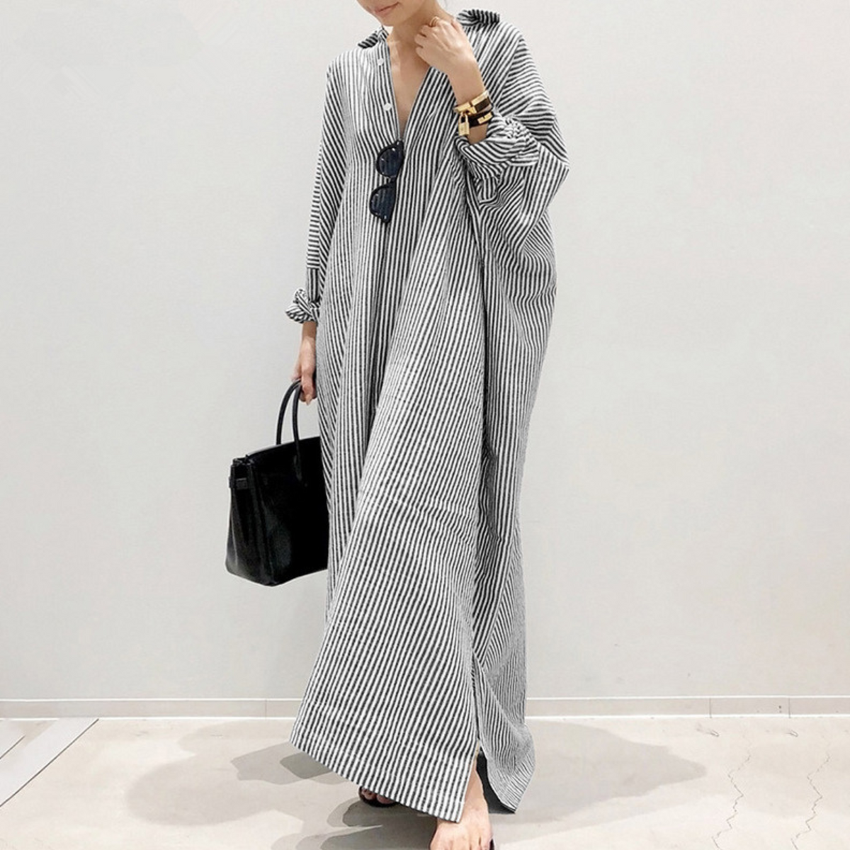 LINNAEA™ - Robe Maxi Rayée Quotidienne