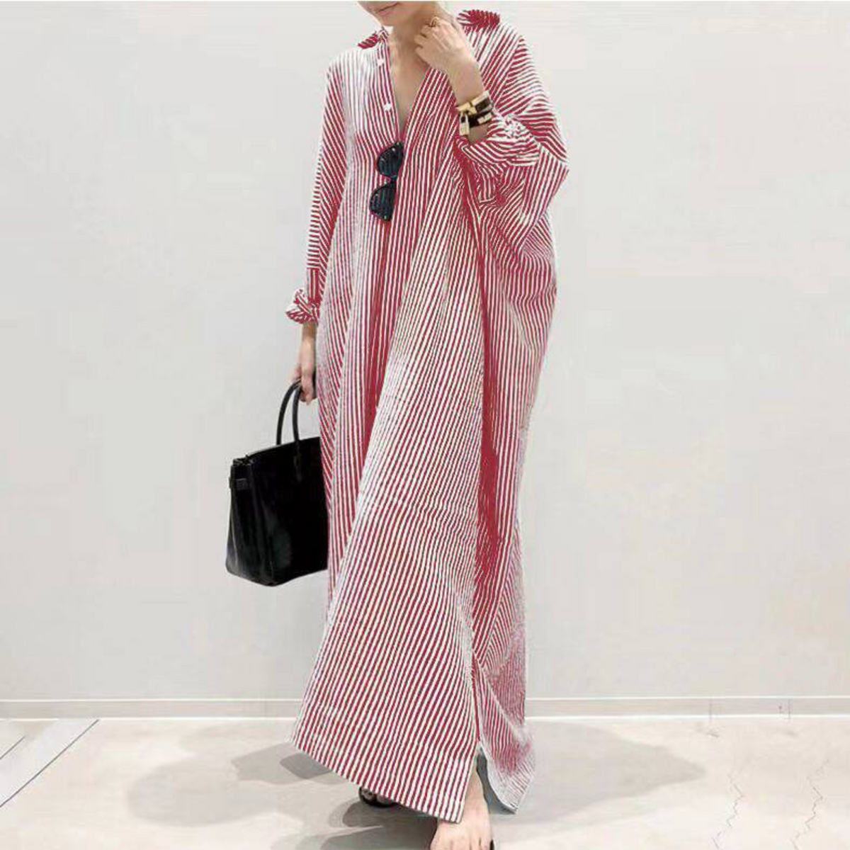 LINNAEA™ - Robe Maxi Rayée Quotidienne