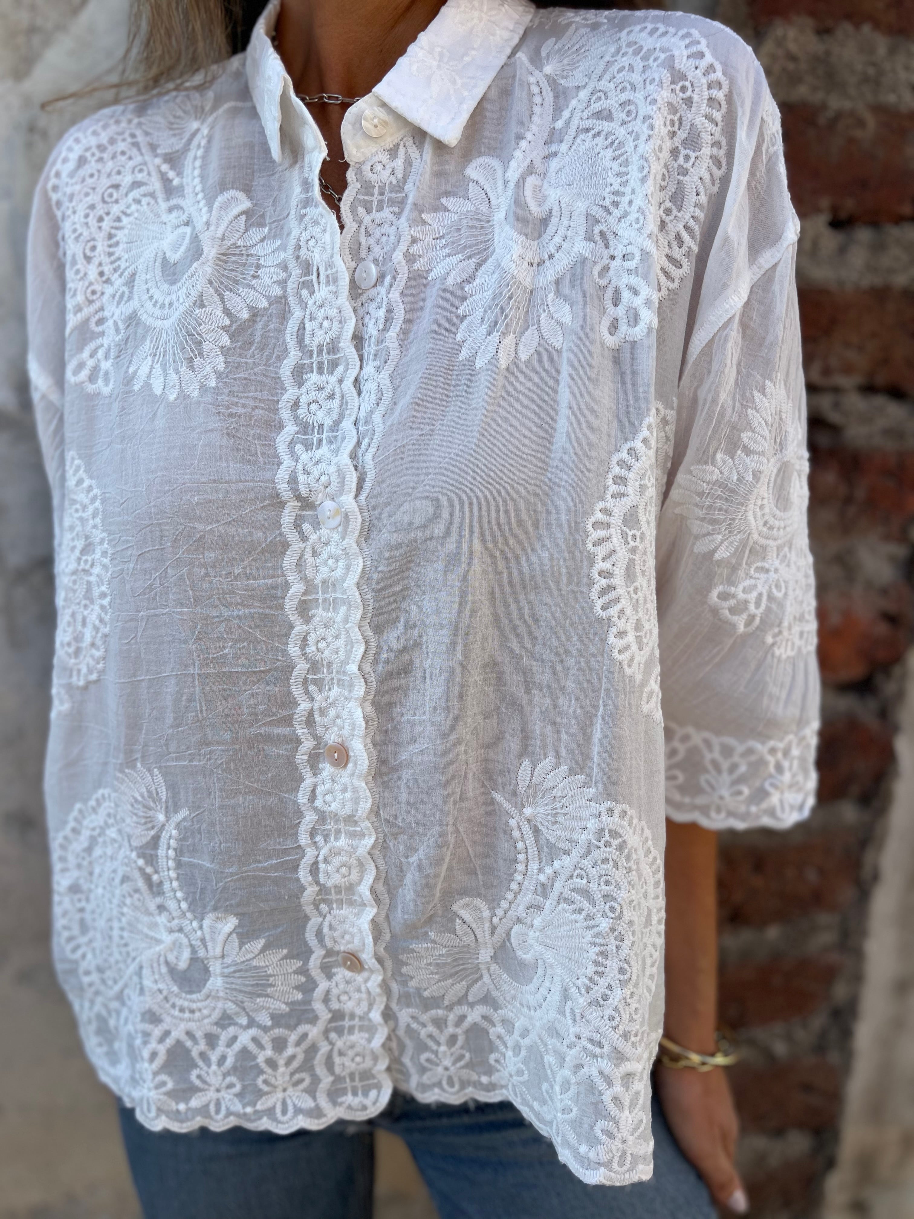 Dorte™ | Elegant Embroidered Lace Blouse