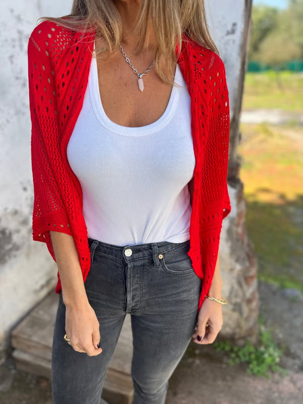 Dorte™ | Hollow out half-sleeve cardigan