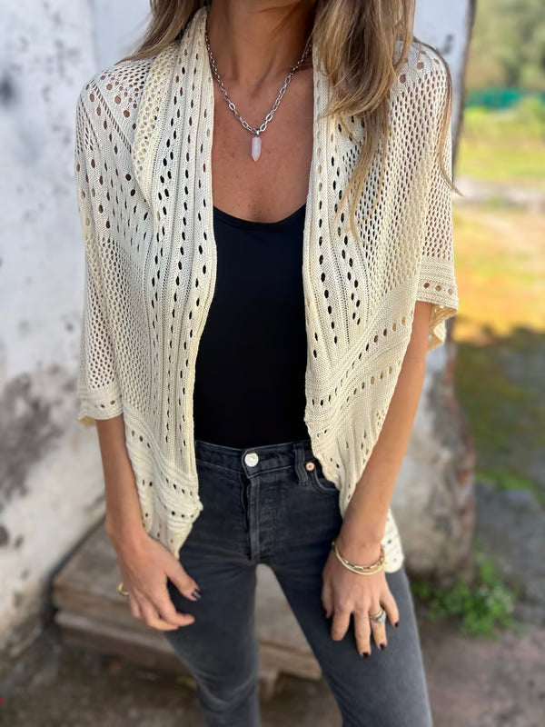 Dorte™ | Hollow out half-sleeve cardigan
