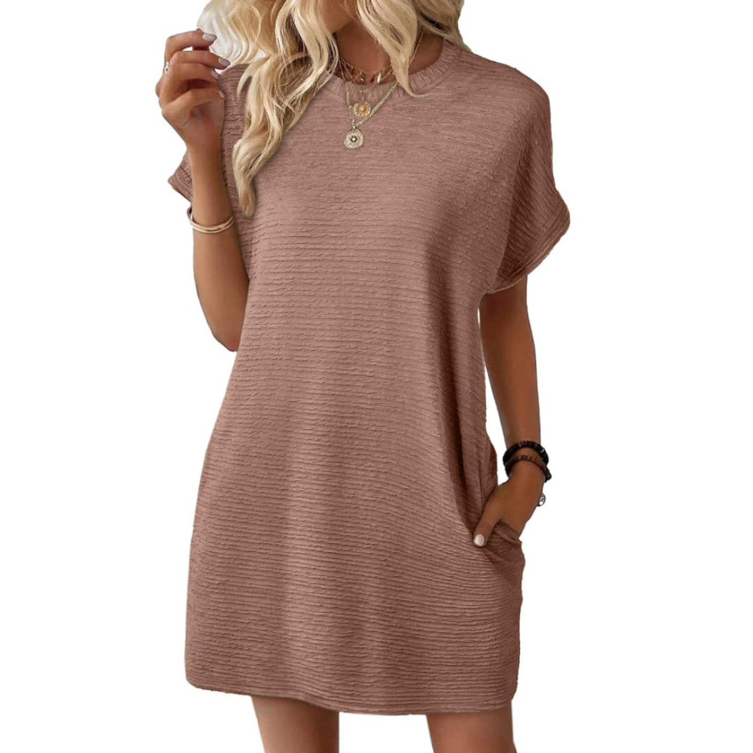 EVASHA™ – Robe d'été décontractée minimaliste à col rond