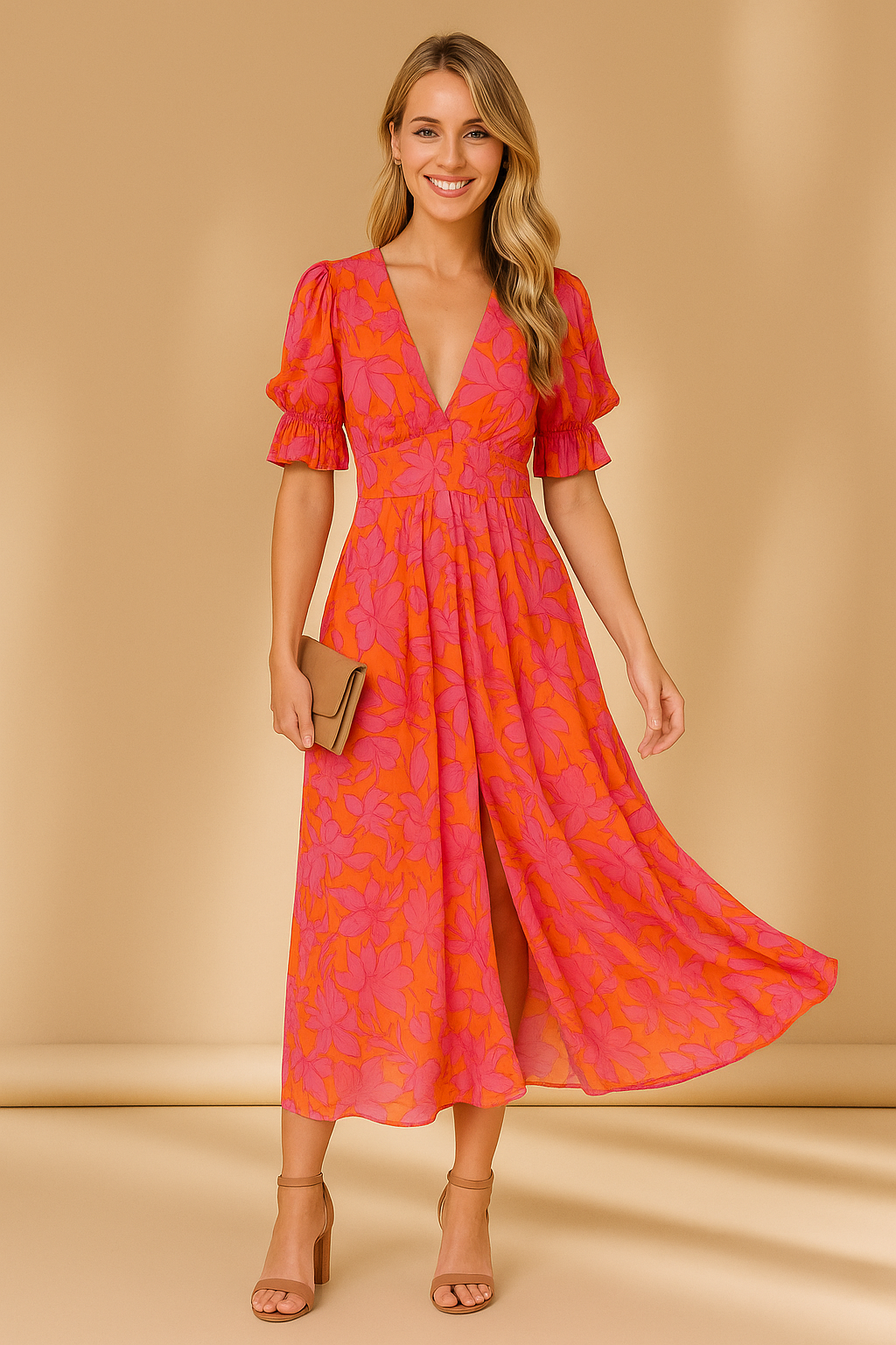 Jamilla - Robe maxi rouge rose