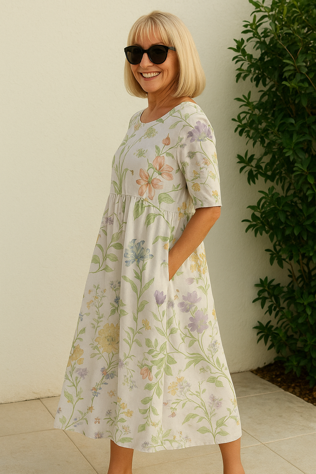 Eliza | Robe Midi Décontractée - Élégance Effortless, Confort Quotidien