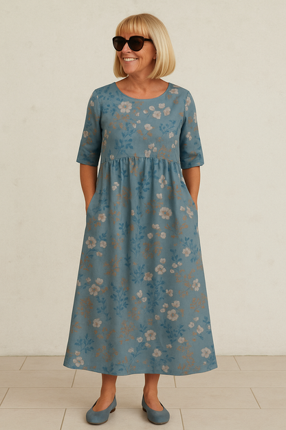 Eliza | Robe Midi Décontractée - Élégance Effortless, Confort Quotidien