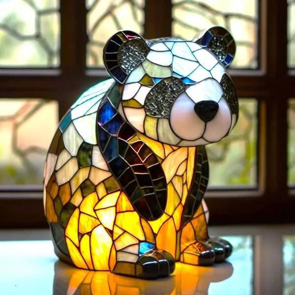 Loustic – Lampe panda magique en verre coloré