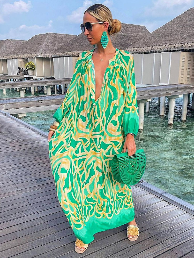 Boho Print Dress Op = Op