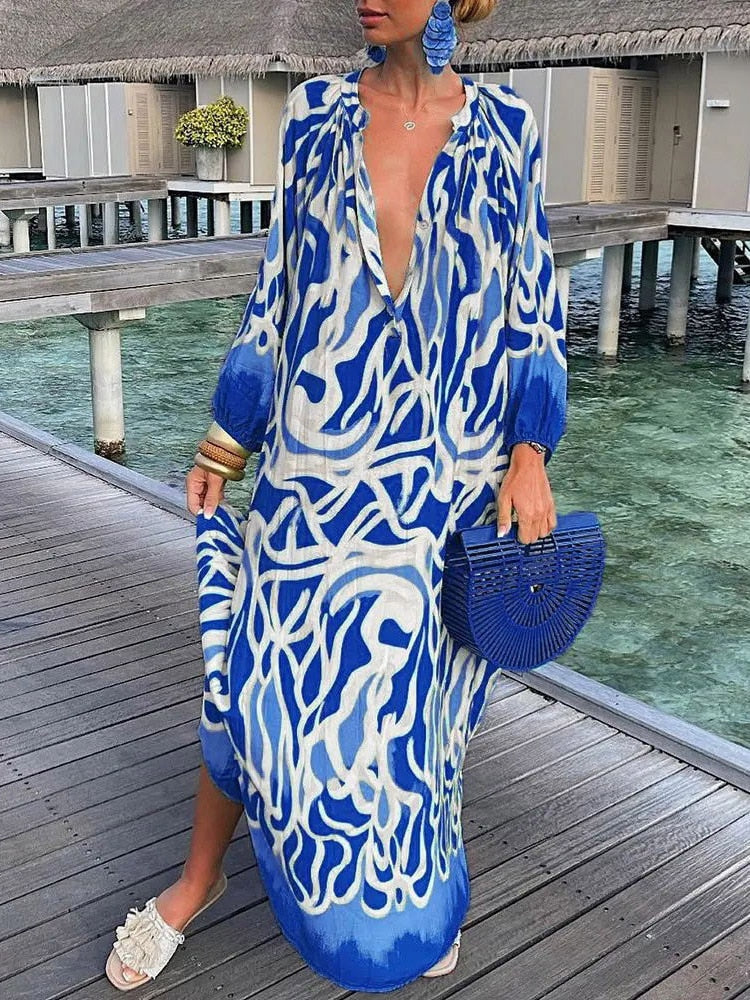 Boho Print Dress Op = Op