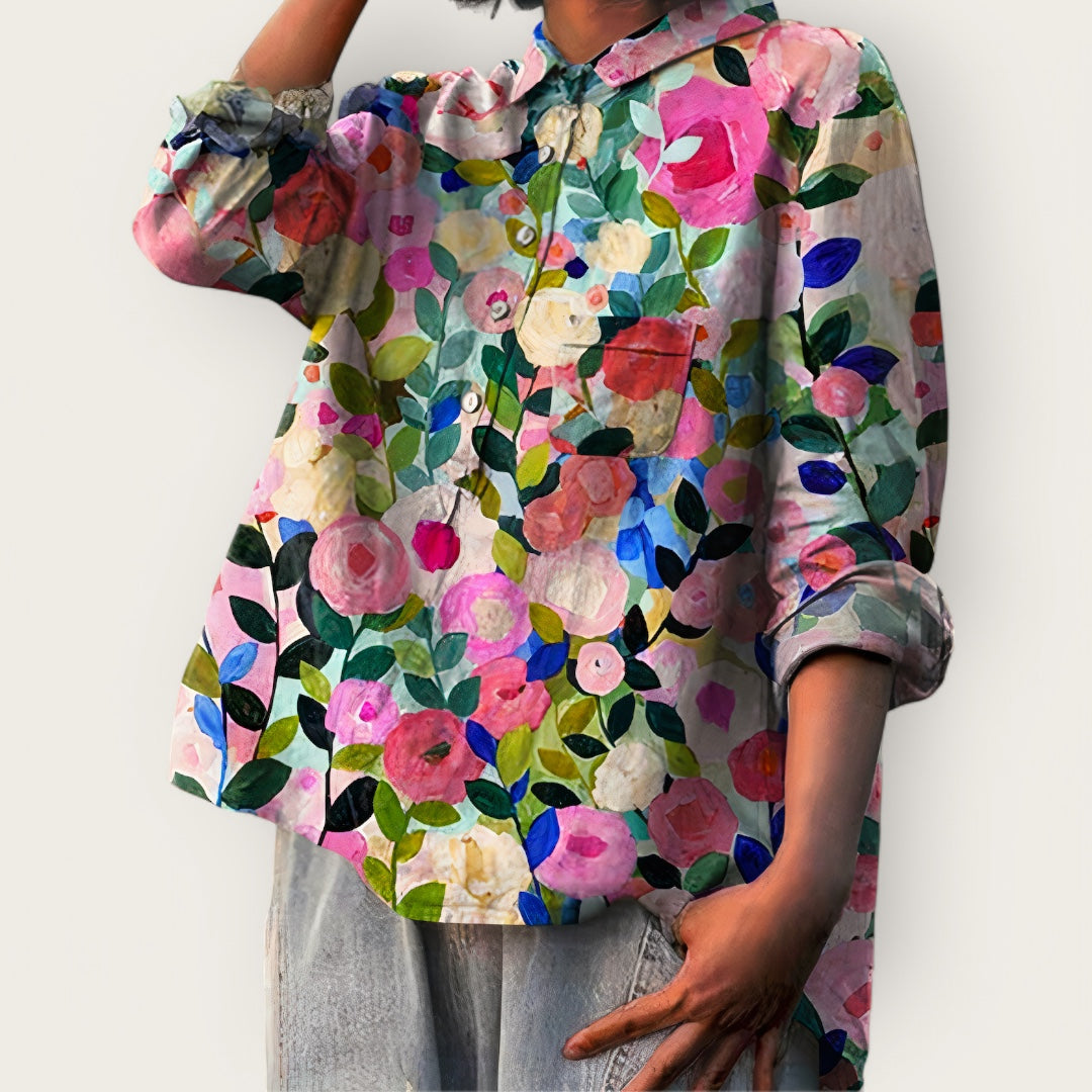 Sophia - Chemisier à Imprimé Floral Romantique