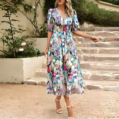 ANNELIE™ – Robe Midi Florale Rêverie