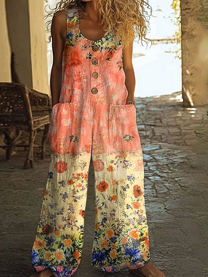 Dorte™ | Women's Vintage Floral Patchwork Jumpsuit