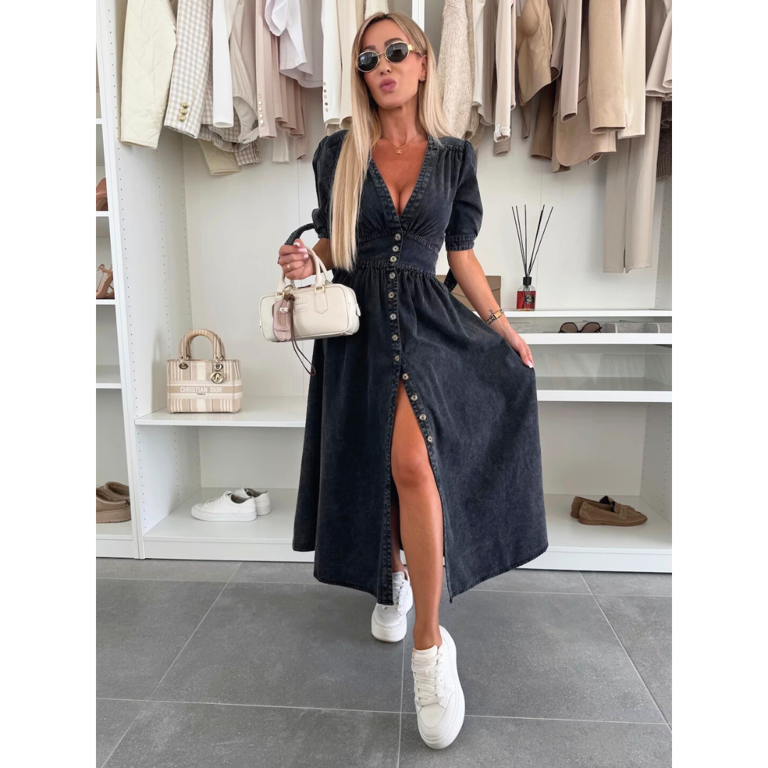MAELLE™ – Robe Midi Élegante à Col V