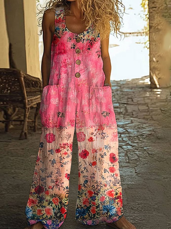 Dorte™ | Women's Vintage Floral Patchwork Jumpsuit