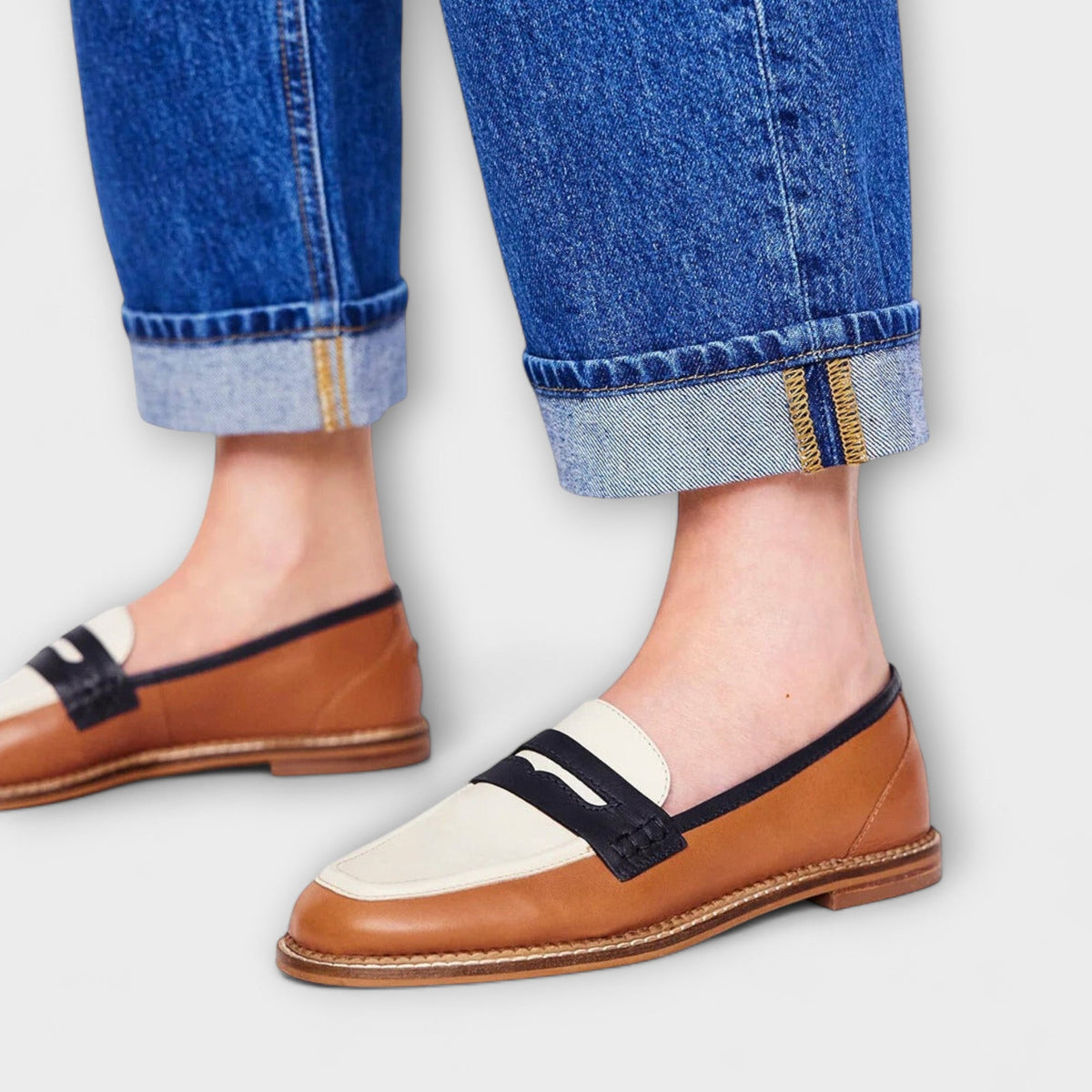 Amélie™ | Mocassins à Bout Rond avec Design Coloré en Blocs