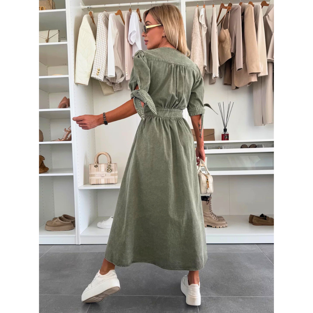 MAELLE™ – Robe Midi Élegante à Col V