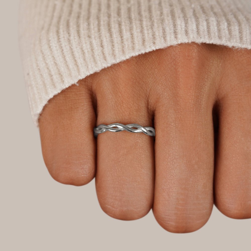 Obrączka Rotacyjna ze Srebra 18K Nieskończoność