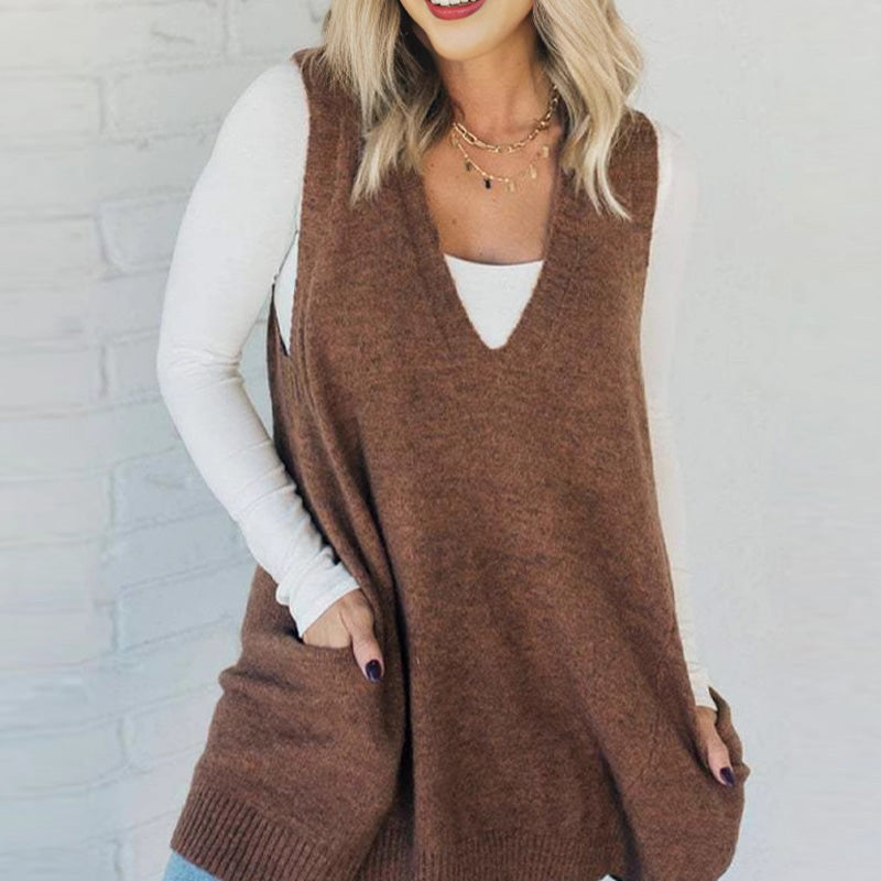 Dorte™ | Sleeveless Knit Vest with Pockets and V-Neck