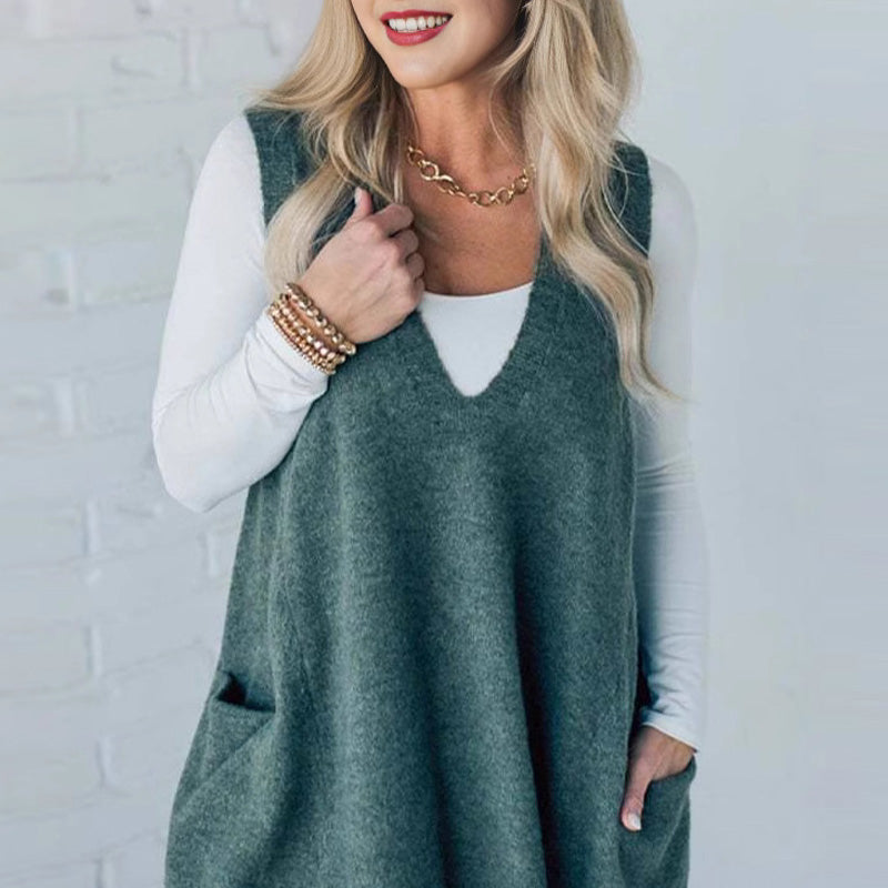 Dorte™ | Sleeveless Knit Vest with Pockets and V-Neck