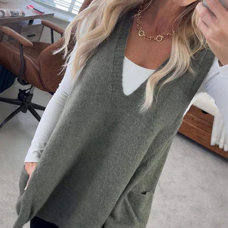 Dorte™ | Sleeveless Knit Vest with Pockets and V-Neck