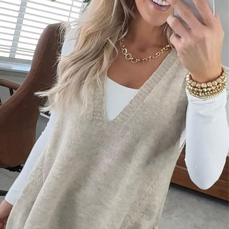 Dorte™ | Sleeveless Knit Vest with Pockets and V-Neck