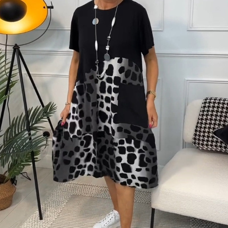 Dorte™ | Loose printed dress with round neck and short sleeves