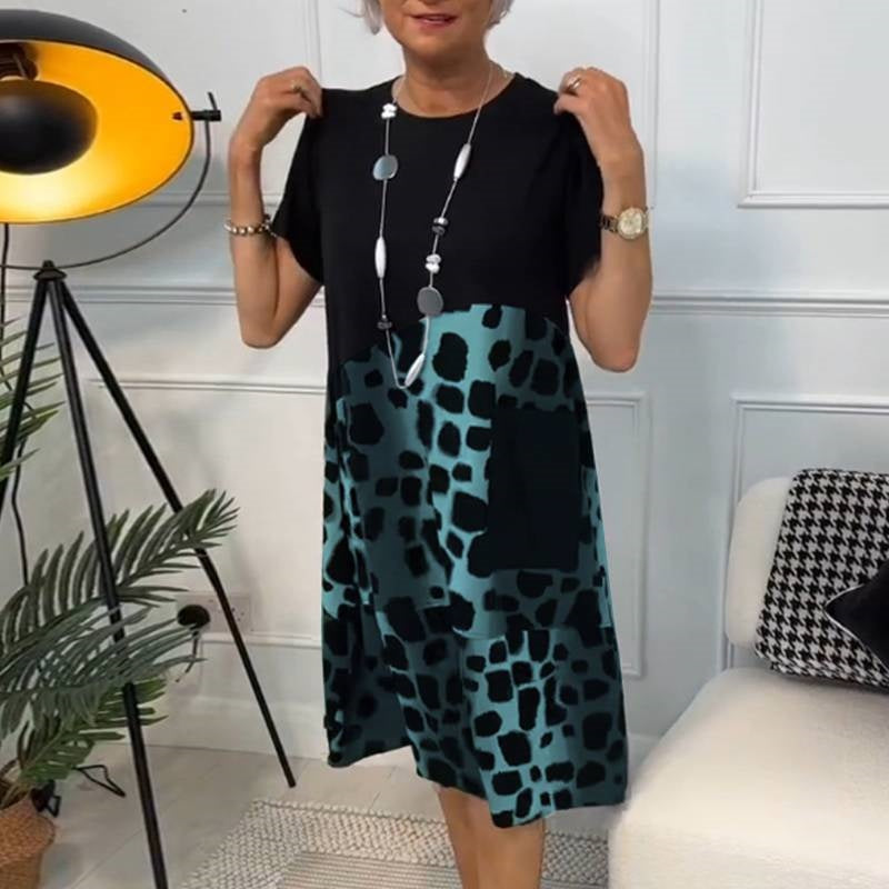 Dorte™ | Loose printed dress with round neck and short sleeves